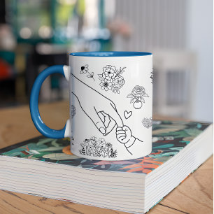 Custom Names Kids Holding Mum's Hands Mother's Day Coffee Mug