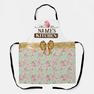 Custom Name's kitchen and watercolor Pink cupcake Apron