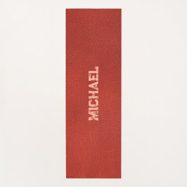 Custom Names Leather Look Brown Template Yoga Mat (Front)