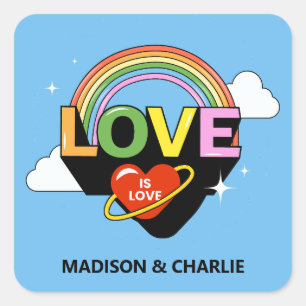 Custom Names "Love Is Love" Square Sticker