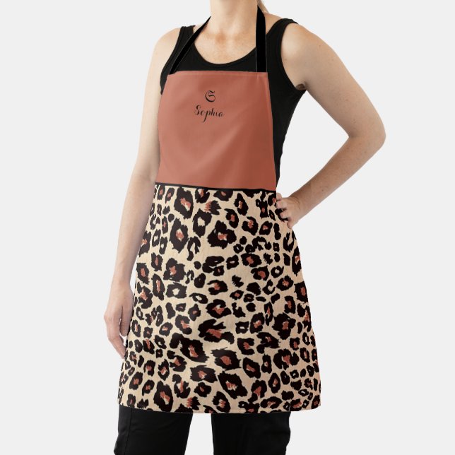 Custom Names Luxury Leopard Apron chic (Insitu)
