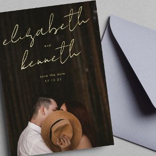 Custom Names Modern Gold Photo Save Our Date