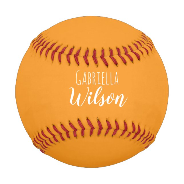 Custom names modern orange minimalist baseball (Front)