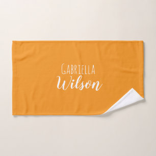 Custom names modern orange minimalist hand towel
