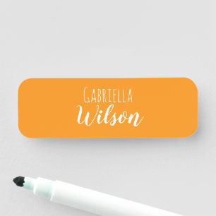 Custom names modern orange minimalist name tag