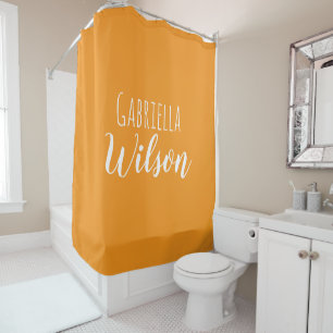 Custom names modern orange minimalist shower curtain