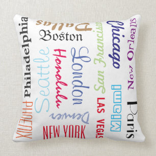 Custom Names or Popular Cities Travel Destinations Cushion
