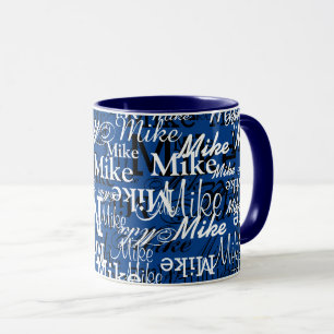 Custom Names Overlapped All-Over Dark-Blue Mug