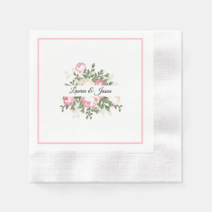 Custom Names Paper Napkins-Vintage Pink Rose Napkin