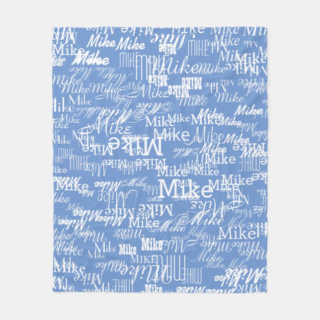 Custom Names Pattern allover Cornflower Blue Colou Fleece Blanket (Front)