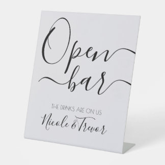 Custom Names - Personalised Open Bar Wedding Pedestal Sign