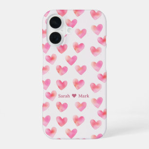 Custom Names Romantic Pink Love Design - iPhone 16 Case