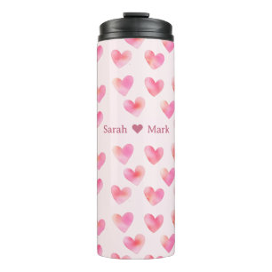 Custom Names Romantic Pink Love Design -  Thermal Tumbler