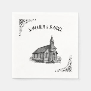 Custom Names Rustic Church Wedding Napkins