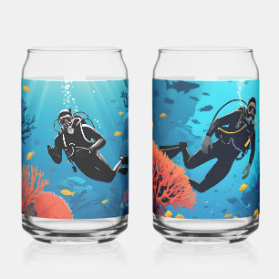 Custom Names Scuba Diver Can Glass