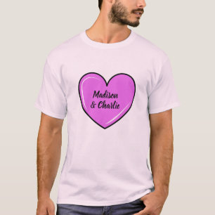Custom Names & Text Love Heart T-Shirt