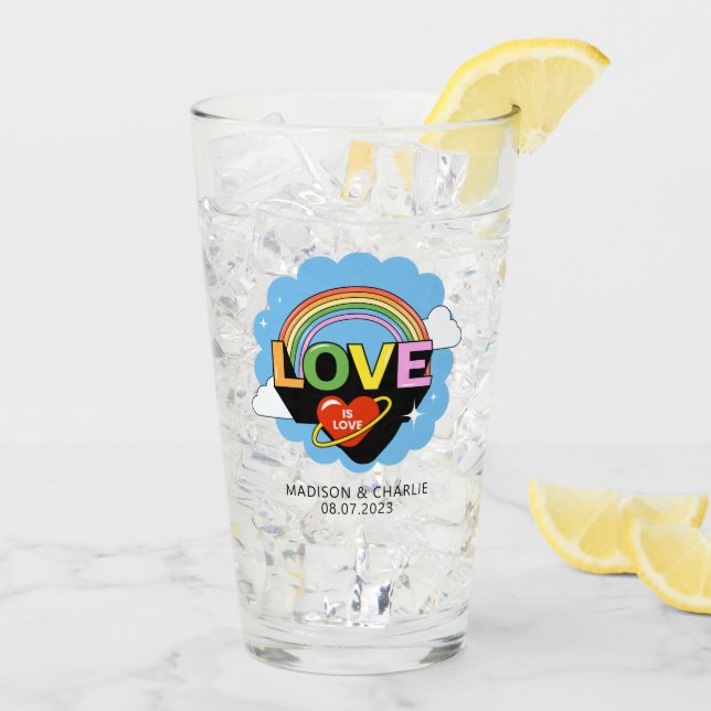 Custom Names / Text "Love Is Love" Glass (Back Ice)