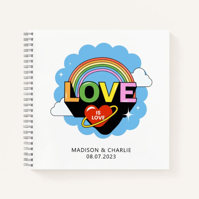 Custom Names / Text "Love Is Love" Notebook (Front)