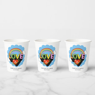 Custom Names / Text "Love Is Love" Paper Cups