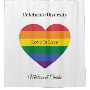 Custom Names & Text Rainbow Heart Shower Curtain