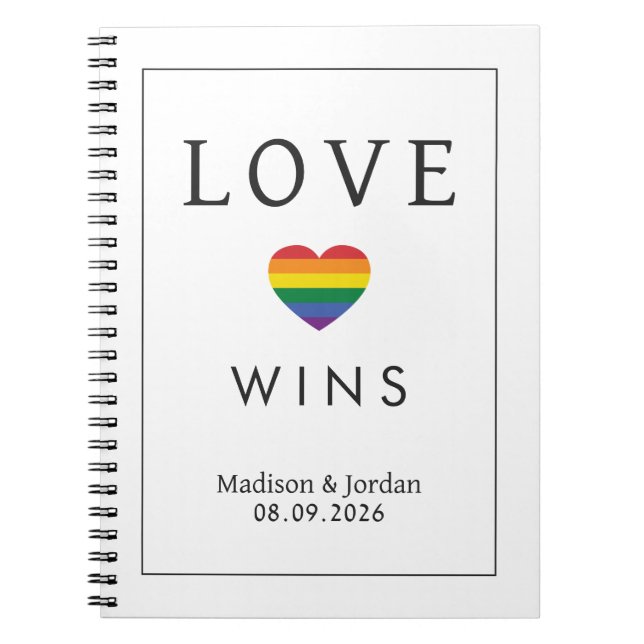 Custom Names / Text Rainbow LOVE Notebook (Front)