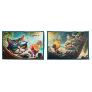 Custom Names Vacation Cats Pillowcase