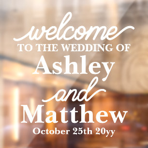 Custom Names Welcome to our Wedding for Mirror Window Cling