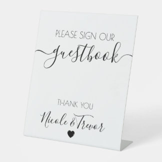 Custom Names White Calligraphy Sign Guestbook