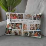 Custom Nanna 18 Photo Collage Lumbar Cushion<br><div class="desc">Discover our photo-centric scatter cushion, an ideal gift for birthdays, christmas or Mother's Day, these pillows allows you to feature 18 photos as a sentimental keepsake. Emblazoned with a cheerful 'I LOVE YOU SO MUCH!' template text, you have the flexibility to change or delete the message to suit any occasion....</div>