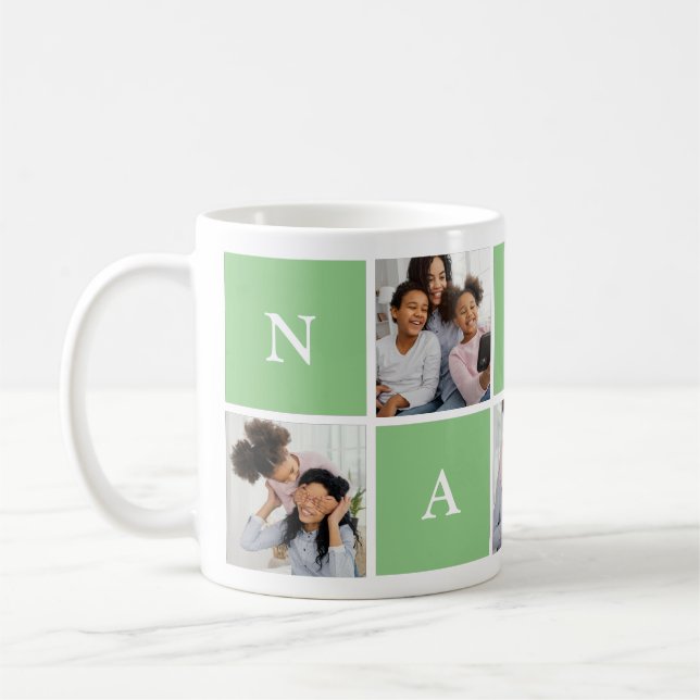 Custom Nanny Grandmother 5 Photo Collage Coffee Mug (Left)