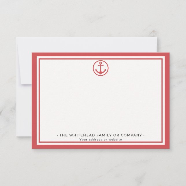 Custom Nantucket Red Anchor Personalised Card (Front)