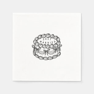 Custom Napkin - Just Married - Vintage Cake
