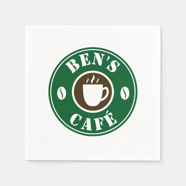 Custom napkins with coffee cup and beans logo (Front)