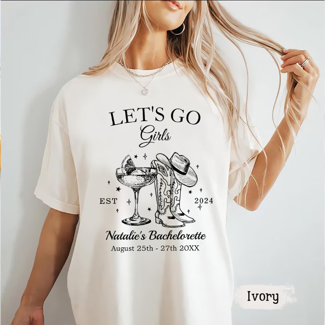Custom Nashville Bachelorette Party Let's Go Girl T-Shirt (Creator Uploaded)