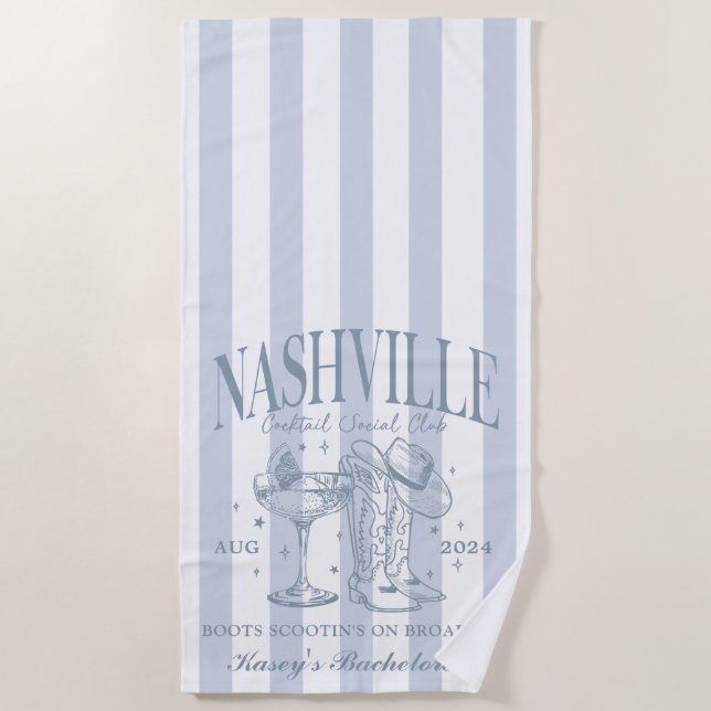 Custom Nashville Bachelorette Rodeo Beach Towel (Front)