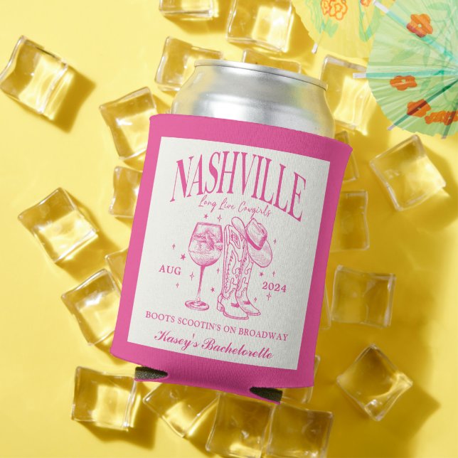 Custom Nashville Bachelorette Rodeo Cocktail Can Cooler (In Situ Summer)