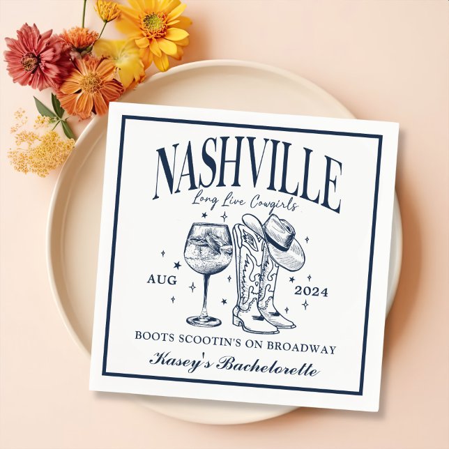 Custom Nashville Bachelorette Rodeo Cocktail Napkin (Creator Uploaded)
