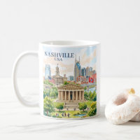 Custom Nashville Tennessee USA Colourful Watercolo