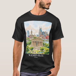 Custom Nashville Tennessee USA Colourful Watercolo T-Shirt