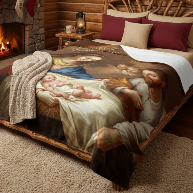 Custom Nativity Christmas Scene Sherpa Blanket (Creator Uploaded)