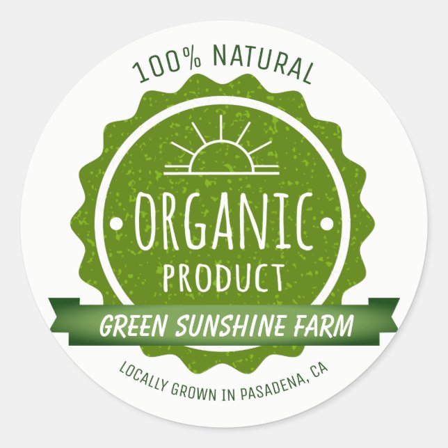 Custom Natural Organic Green Eco Product Classic Round Sticker (Front)