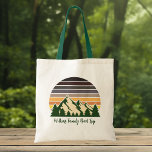 Custom Nature Family Vacation Green Forest Tote Bag<br><div class="desc">Customise your own family road trip tote bags to embark on a journey through nature this summer or fall. Personalise with your last name underneath the green forest of trees and dark mountain sunset for a cool vacation keepsake for your outdoor group.</div>