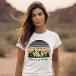 Custom Nature Family Vacation Green Forest Women's T-Shirt<br><div class="desc">Customise your own family road trip women's t-shirts to embark on a journey through nature this summer or fall. Personalise with your last name underneath the green forest of trees and dark mountain sunset for a cool vacation keepsake for your outdoor group.</div>