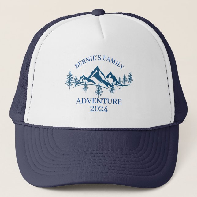 Custom Nature Mountains Family Adventure Trucker Hat (Front)