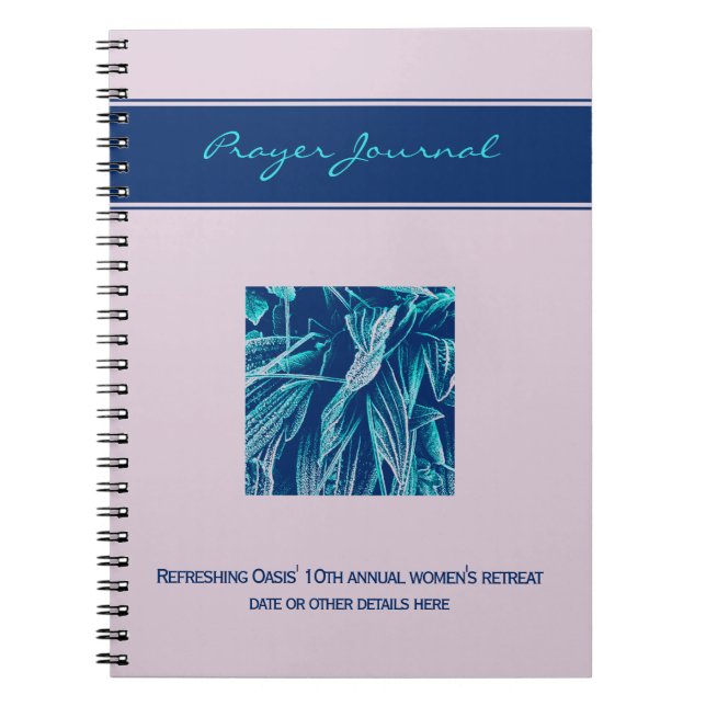 Custom Nature Photo Mauve Aqua Cool Prayer Event Notebook (Front)