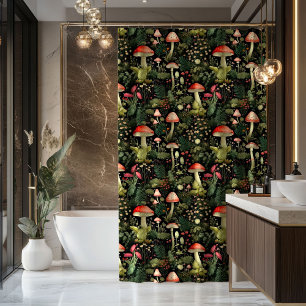 Custom Nature Shower Curtain Mushrooms & Moss