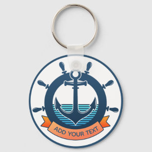 Custom Nautical Anchor and Ocean Lover Vacation Key Ring