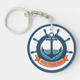 Custom Nautical Anchor and Ocean Lover Vacation Key Ring