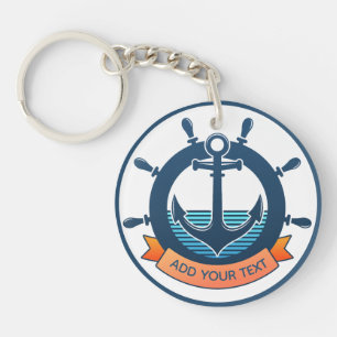 Custom Nautical Anchor and Ocean Lover Vacation Key Ring