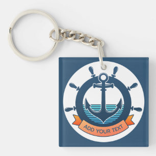 Custom Nautical Anchor and Ocean Lover Vacation Key Ring